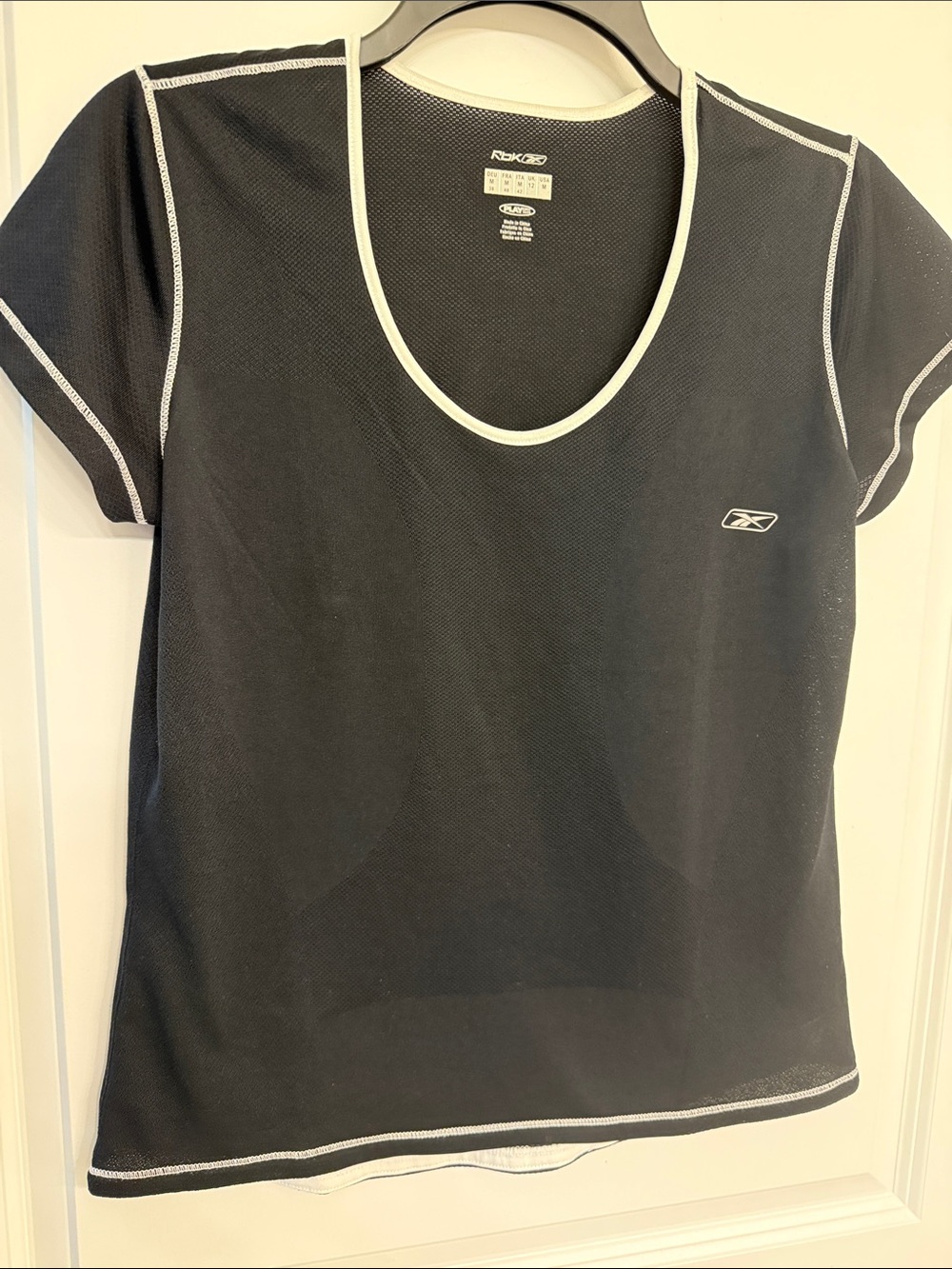 Reebok Women’s Black Short Sleeve Tee with White Trim